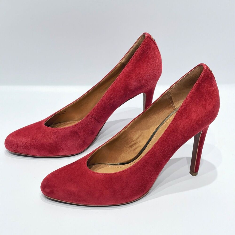 NWOB Coach Red Suede Leather Classic 4" High Heels Pumps Elegant Women Size 9B